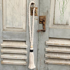 Decorative Tassels - Natural Cotton Macramé Tassel Wooden and Black Bead Curtain Tieback Wall Hanging 35cm - Tassel&Plume