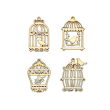 Load image into Gallery viewer, Wooden Birdcage Embellishments Laser Cut Shapes 4 Designs 3cm Box of 20
