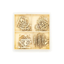 Load image into Gallery viewer, Wooden Birdcage Embellishments Laser Cut Shapes 4 Designs 3cm Box of 20

