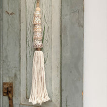 Load image into Gallery viewer, Decorative Macrame Natural Shell Tassels - Natural Cotton Shell Tassel Wooden Bead Curtain Tieback Wall Hanging 35cm - Tassel&amp;Plume
