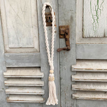 Load image into Gallery viewer, Decorative Macrame and Natural Bead Tassels - Natural Cotton Macramé Tassel Wooden Bead Curtain Tieback Wall Hanging 35cm - Tassel&amp;Plume
