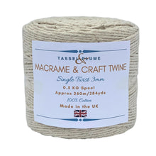 Load image into Gallery viewer, Macrame Cord Rope Twine | Single Twist 3mm x 260m - Tassel&amp;Plume
