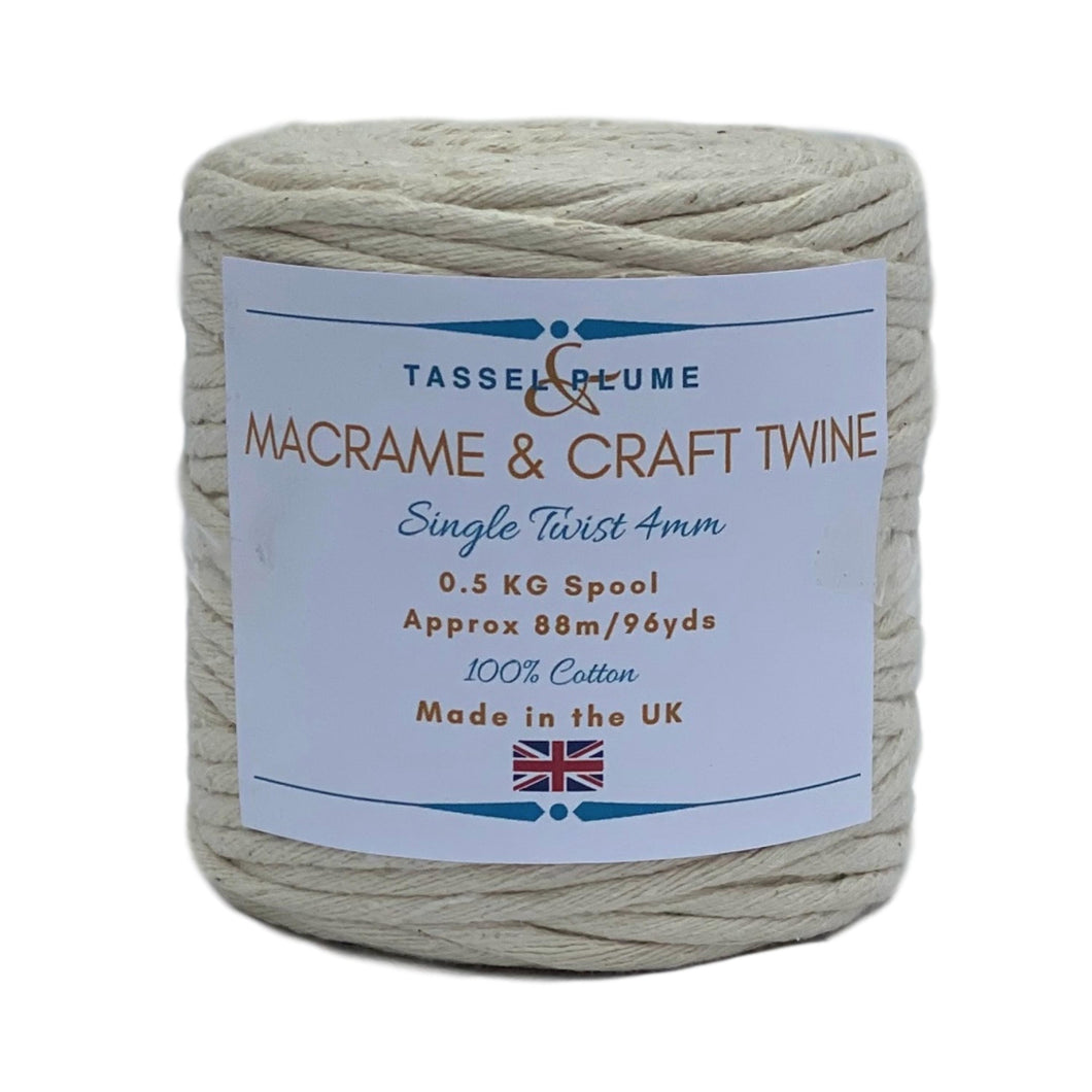 Macrame Cord Rope Twine | Single Twist 4mm x 88m - Tassel&Plume