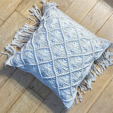 Load image into Gallery viewer, Natural Cotton Macramé Cushion Cover Fringe Bohemian 45cm - Tassel &amp; Plume

