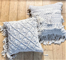 Load image into Gallery viewer, Natural Cotton Macramé Cushion Cover Tassels Fringe Bohemian 45cm - Tassel&amp;Plume
