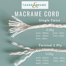 Load image into Gallery viewer, Macrame Cord Rope Twine | Single Twist 3mm x 260m - Tassel&amp;Plume
