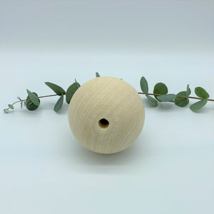 Wooden Macramé Beads Round Natural Unfinished Wood Made in UK Crafts Art DIY Large 50mm - Tassel&Plume