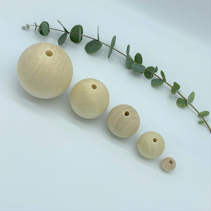 Wooden Macramé Beads Round Natural Unfinished Wood Made in UK Crafts Art DIY Extra Extra Large 80mm - Tassel&Plume