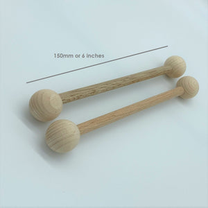 Wooden Macrame Craft Rods Sticks Dowels with Balls Natural Unfinished Round Wood Art DIY 150mm 6 inches - Tassel&Plume