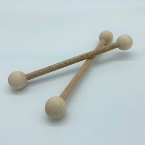 Wooden Macrame Craft Rods Sticks Dowels with Balls Natural Unfinished Round Wood Art DIY 150mm 6 inches - Tassel&Plume